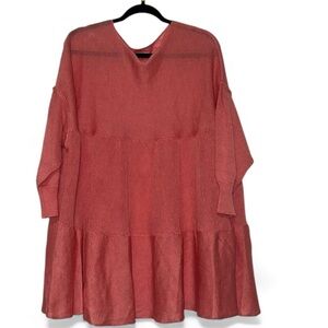 C’es Femme Oversized Tiered Pink Sweater Tunic – Size M